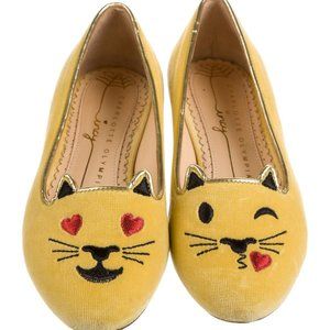 CHARLOTTE OLYMPIA Girls' Velvet Cat Loafers